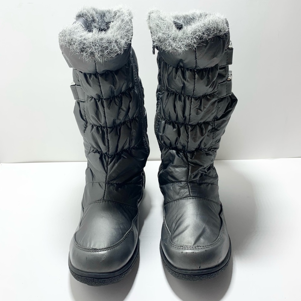 Totes womens winter waterproof Gray/Black boots faux fur trim Sz 8 L51967